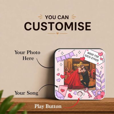 Made for Each Other Gift for Couples Personalized Musical Fridge Magnet with Rechargeable for Wife & Husband